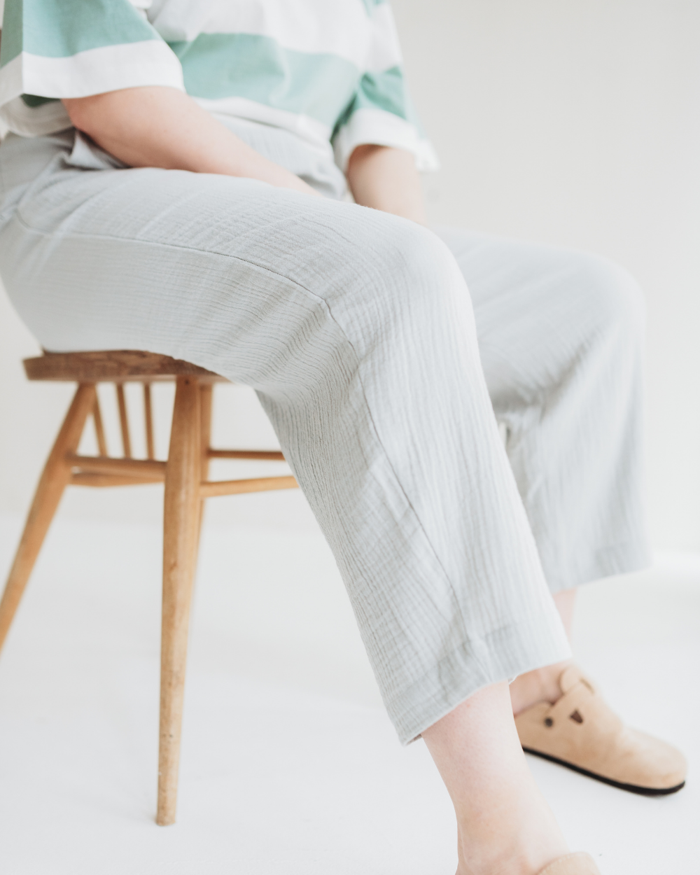 Kate Light Green Barrel Leg Trousers- image 1