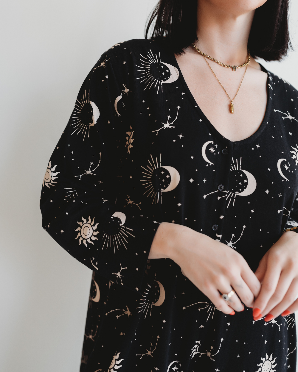 organic cotton Mai Black Astrology Print V- Neck Jumpsuit - image 2