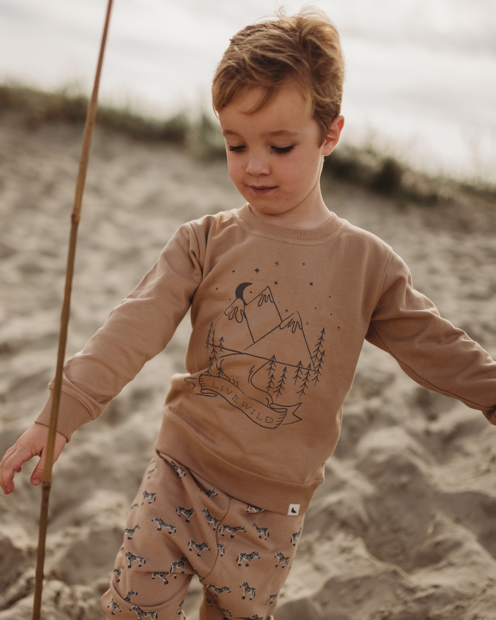 Organic cotton Beige Live Wild Slogan Print Sweatshirt - image 1