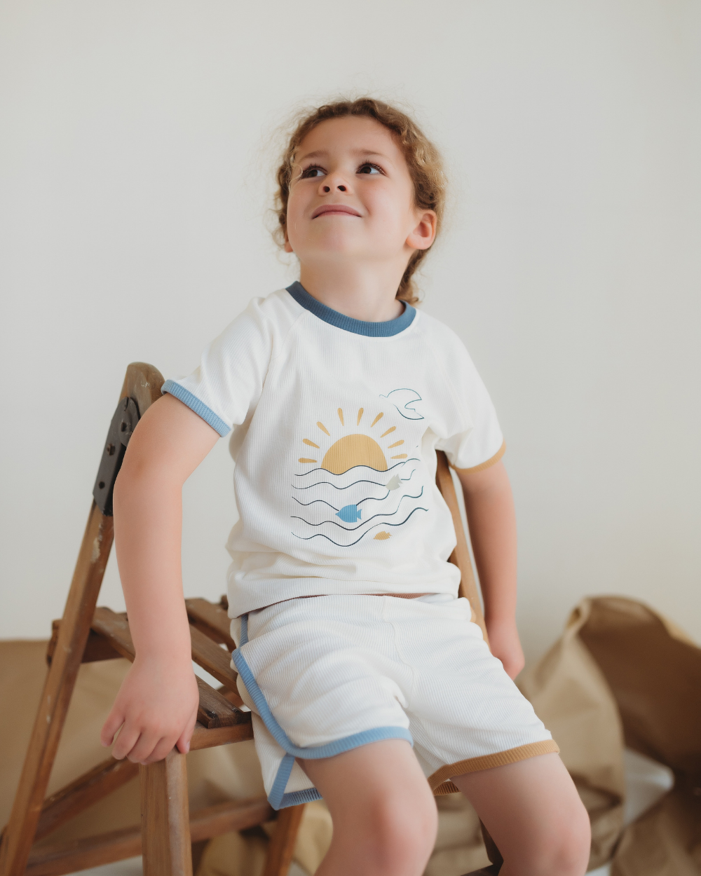 organic cotton White Nature Print T-Shirt & Shorts Set - image 2