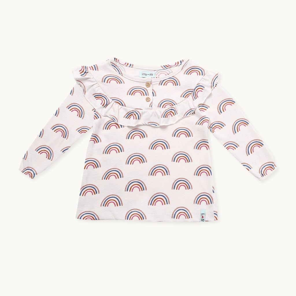 Pink Rainbow Print Top And Legging Set