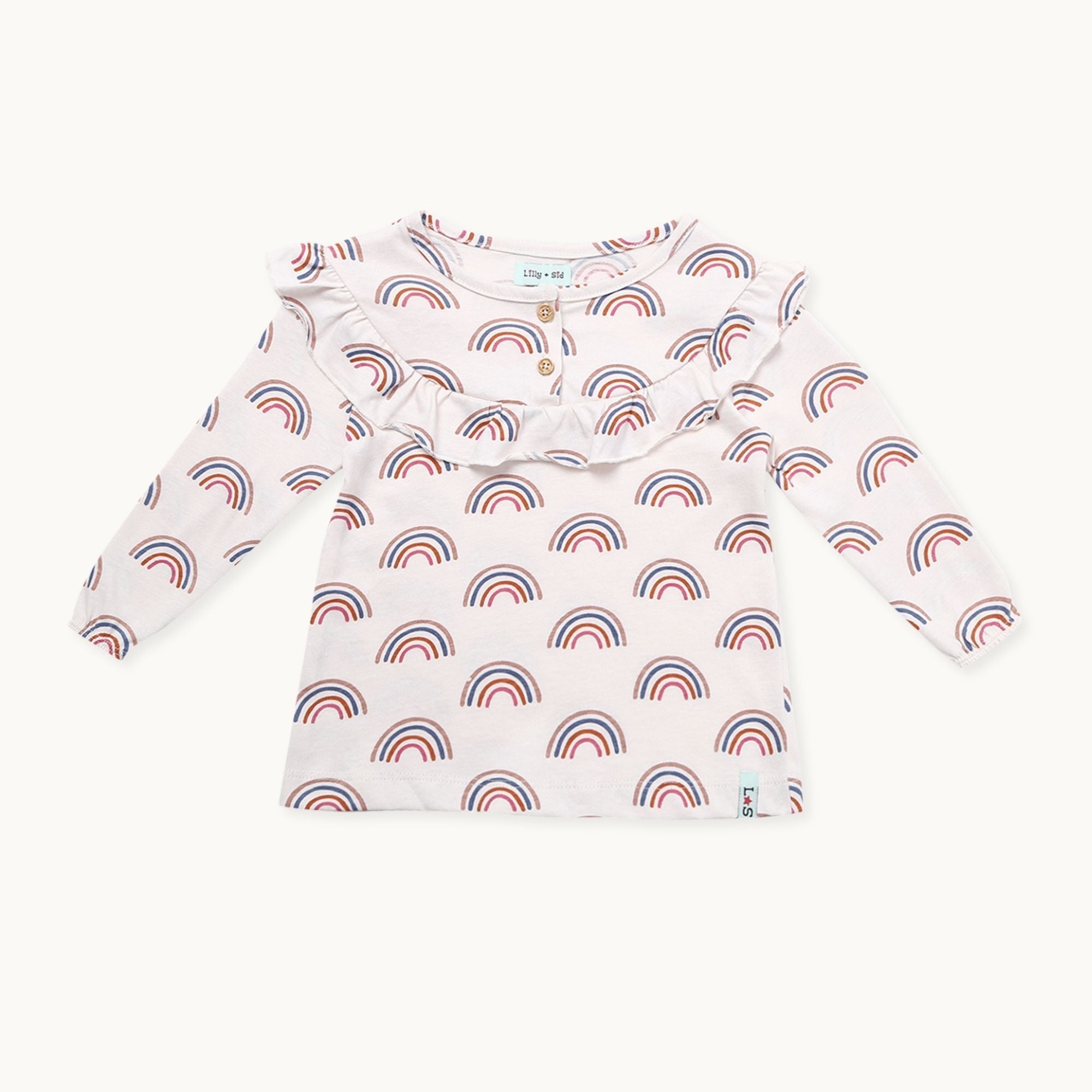 Pink Rainbow Print Top And Legging Set
