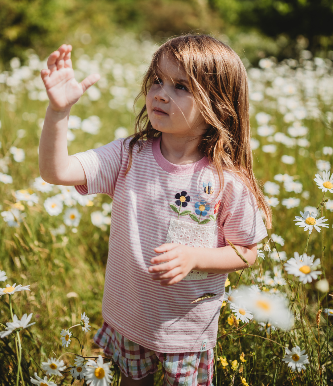 Pink Floral Stripe Print T-Shirt
