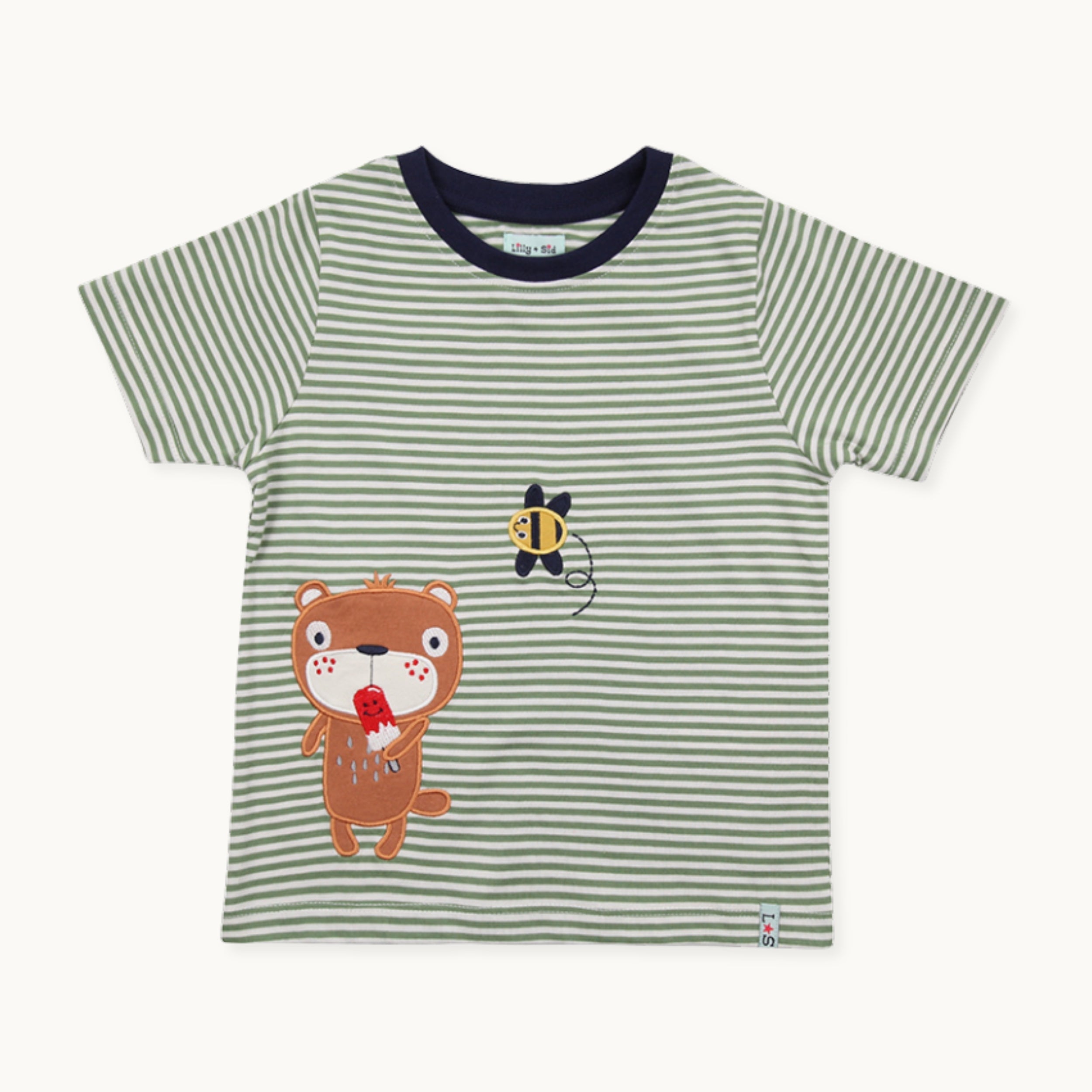 Green Lilly And Stripe Print T-Shirt