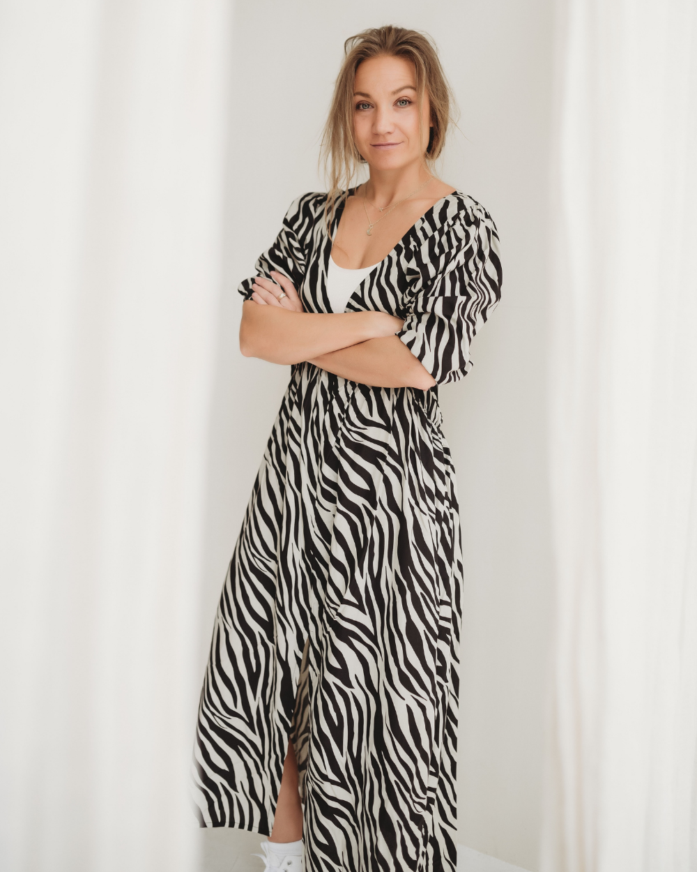 Jasmine Multicolour Zebra Streak Print Maxi Dress- image 3