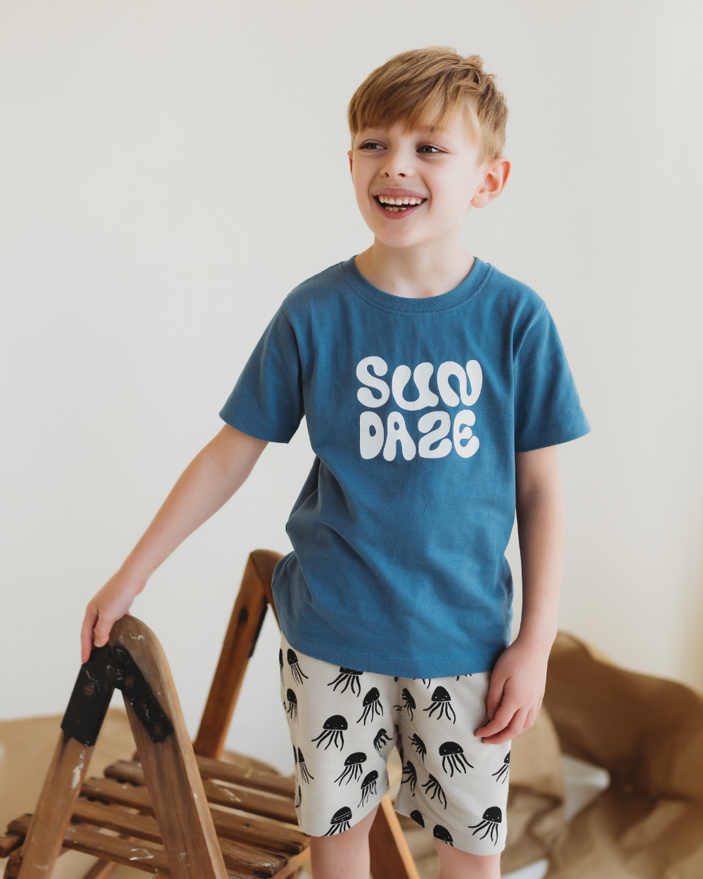 organic cotton Blue Sundaze Slogan Print T-Shirt - image 1