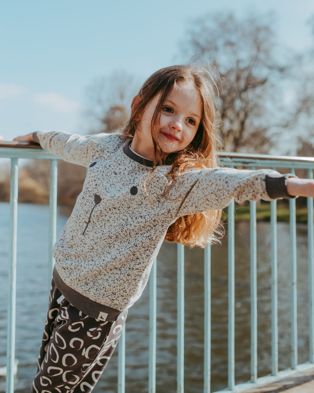 organic cotton Multicolour Bear Face on Speckled Print Sweatshirt - image 2