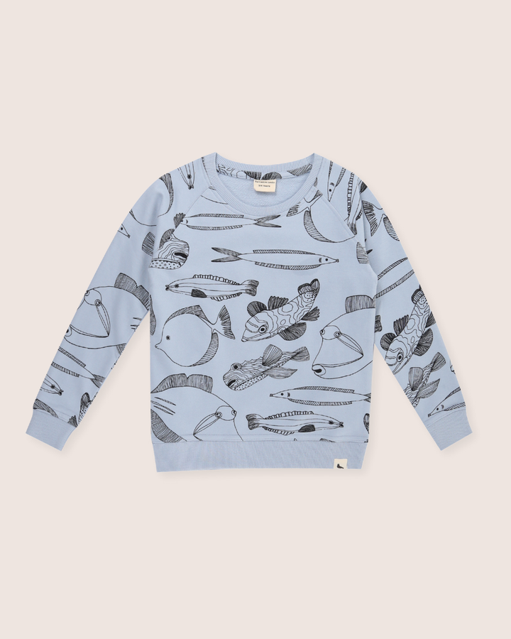 organic cotton Blue Fish Print Sweatshirt - image 2