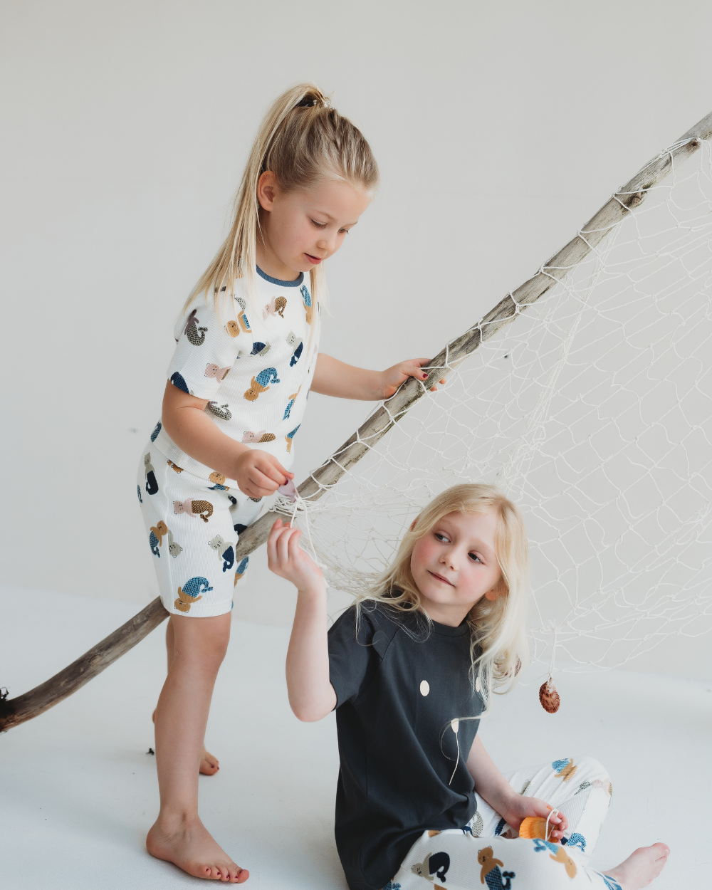 organic cotton White Merbear Print T-Shirt & Shorts Set - image 1