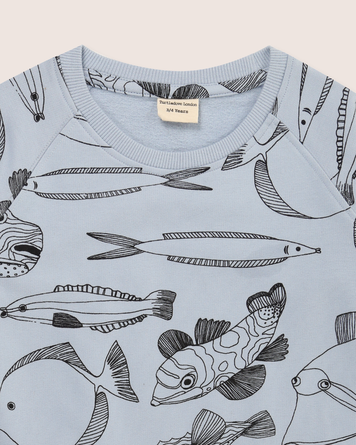 organic cotton Blue Fish Print Sweatshirt - image 3