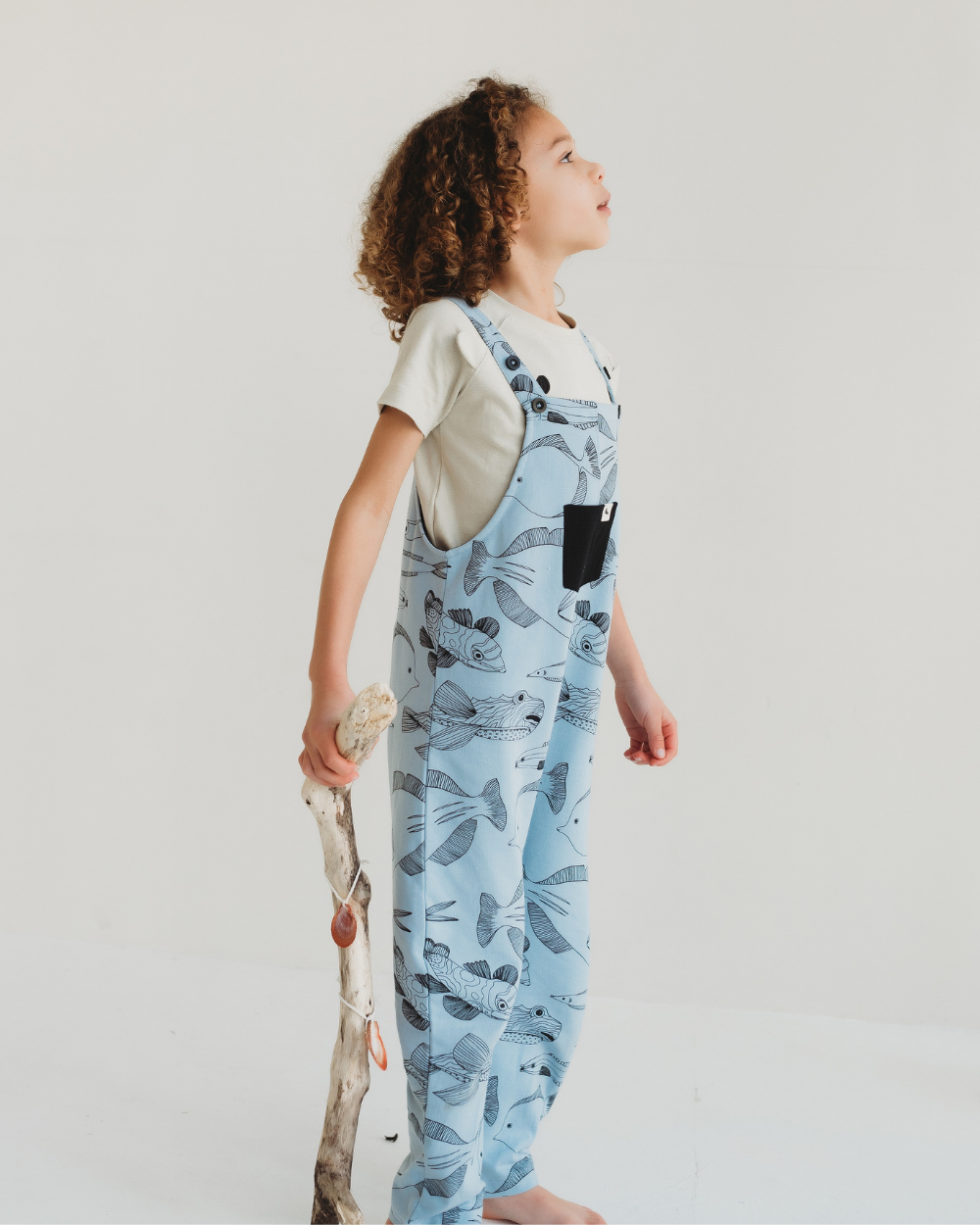 organic cotton Blue Fish Print Dungarees - image 2