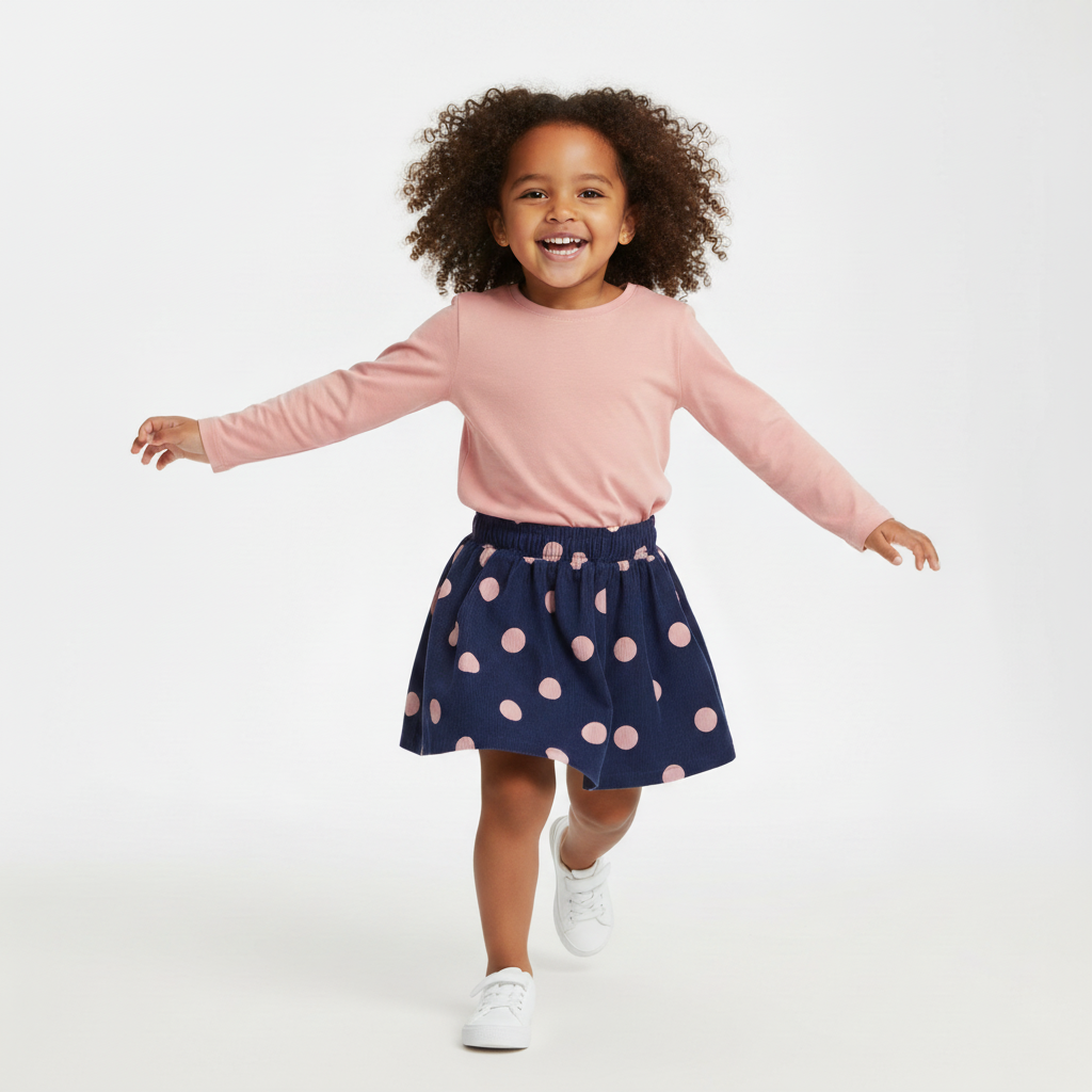 Navy Dotty Print Skirt