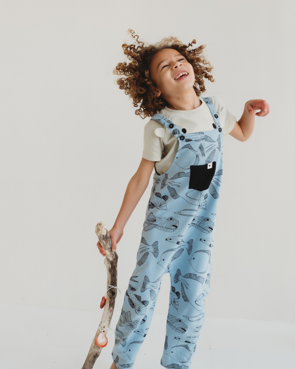 organic cotton Blue Fish Print Dungarees - image 1