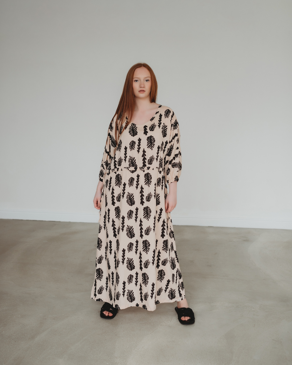 Eco viscose in Kaya Cream Seaweed Print Maxi Dress-image 7
