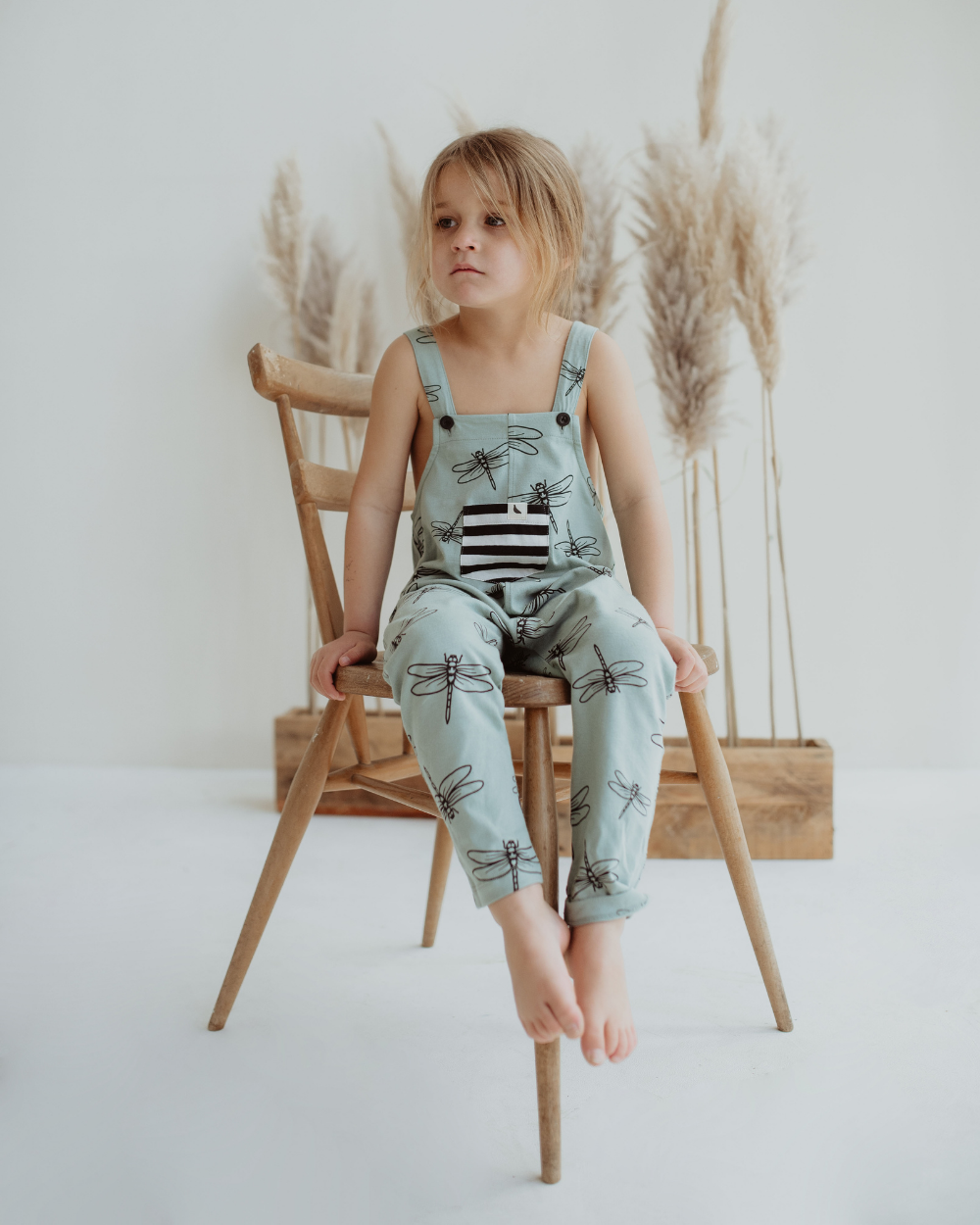 organic cotton Blue Damselfly Print Dungarees - image 1