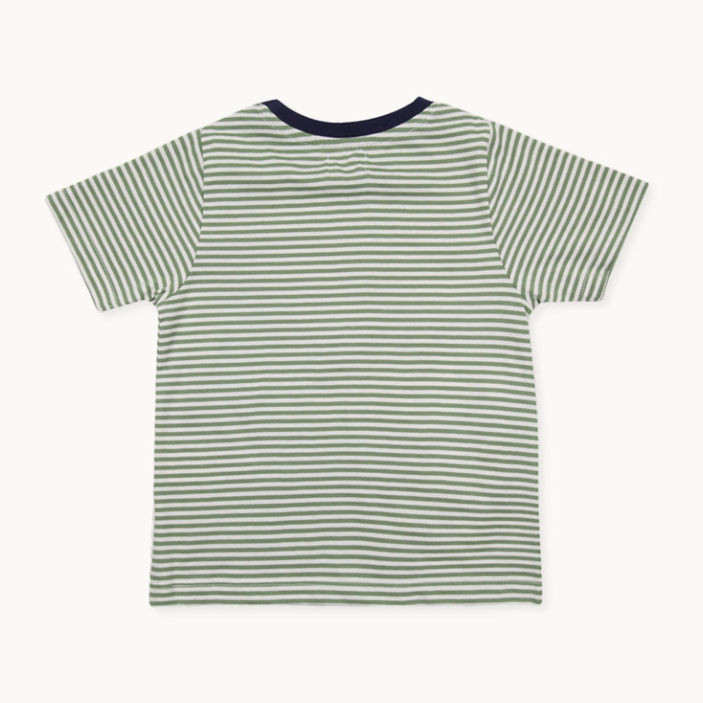 Green Lilly And Stripe Print T-Shirt