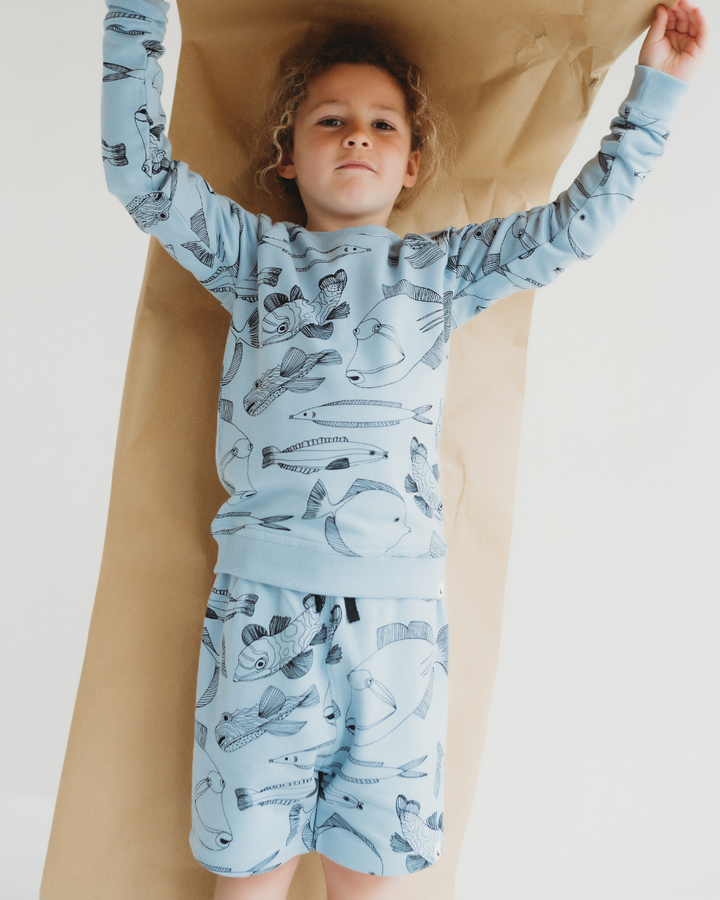 organic cotton Blue Fish Print Sweatshirt - image 1