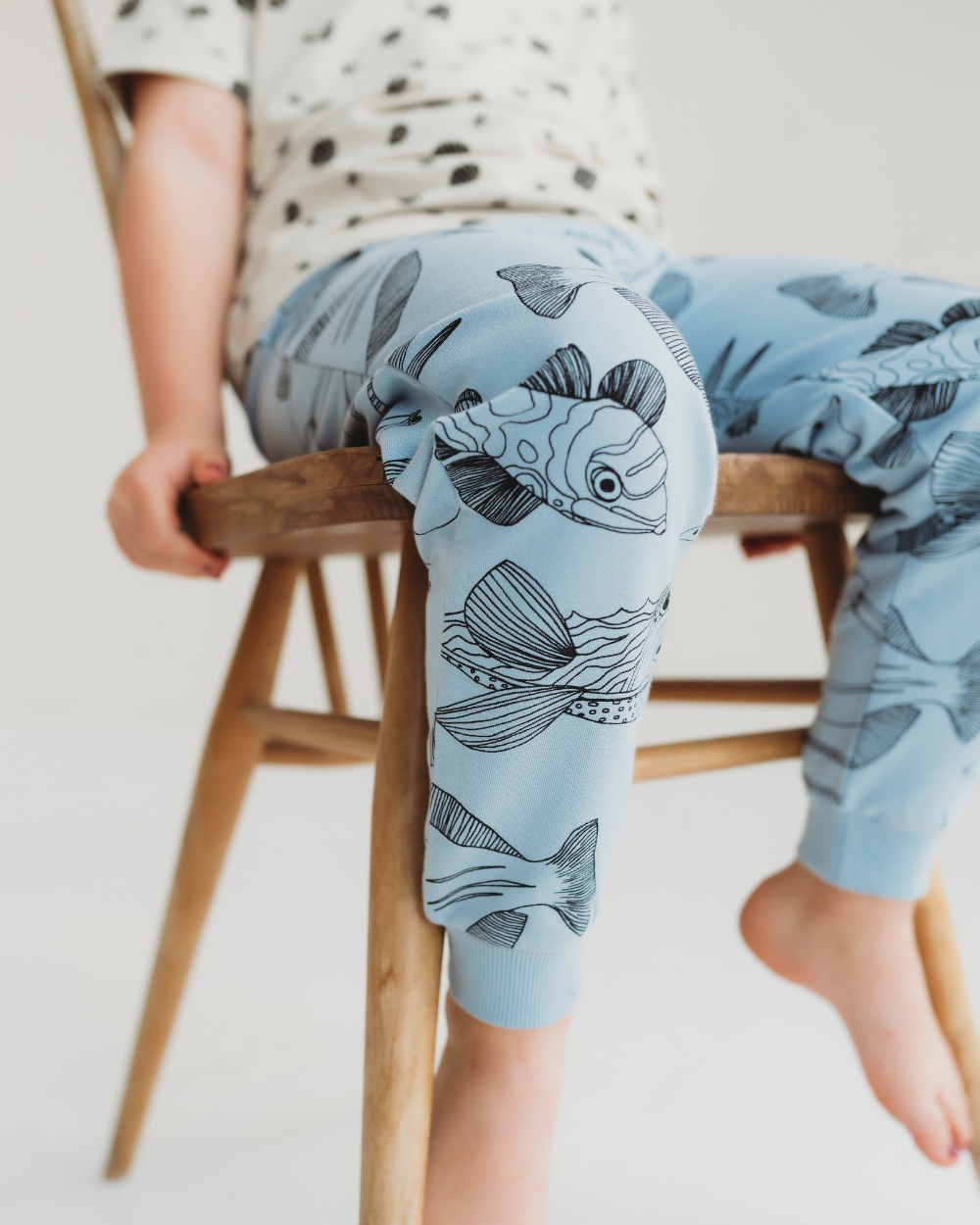 organic cotton Blue Fish Print Joggers - image 1
