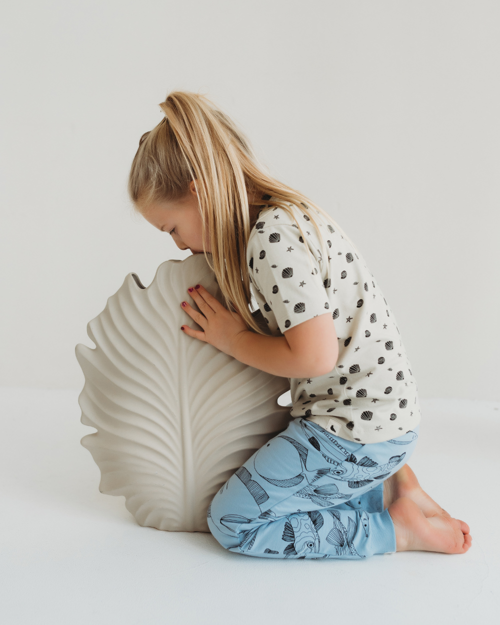 organic cotton Stone Seashell Print T-Shirt- image 1