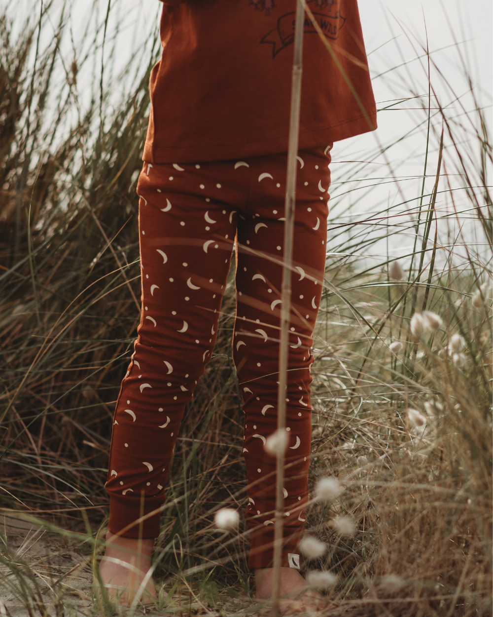 Orange Half Moon Print Leggings - image 3