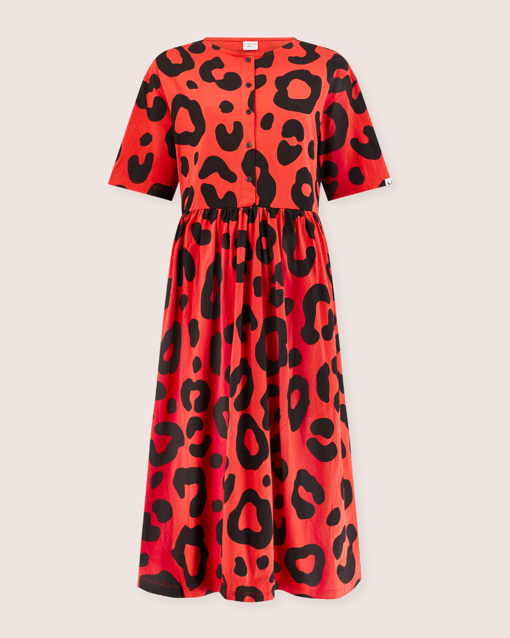 organic cotton Matilda Red Animal Print Midi Dress - image 2