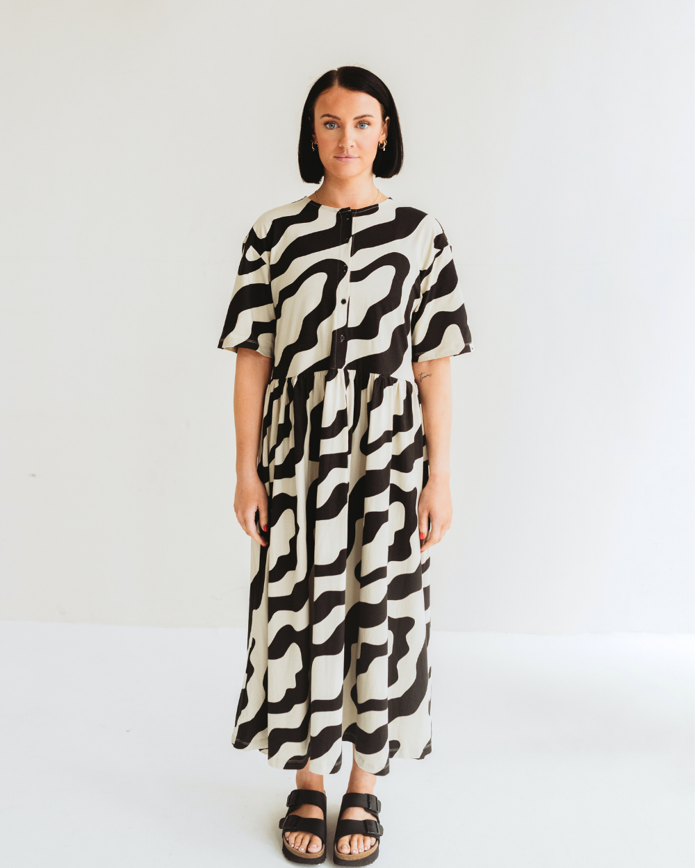 organic cotton Matilda Multicolour Swirl Print Midi Dress - image 3