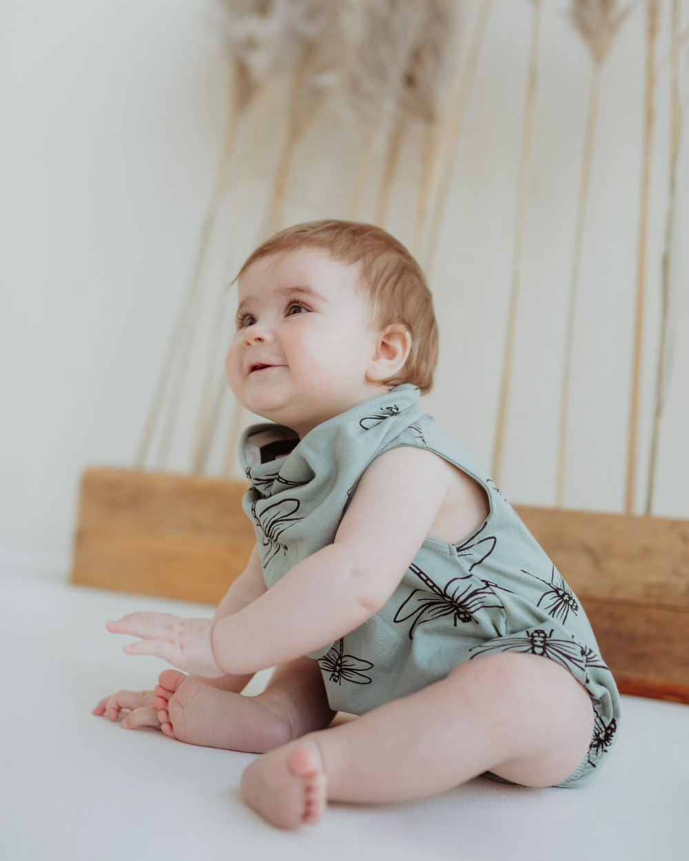 organic cotton Blue Damselfly Print Bubble Romper - image 1