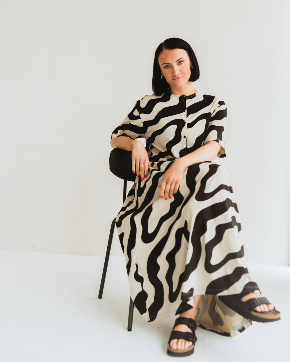 organic cotton Matilda Multicolour Swirl Print Midi Dress - image 2