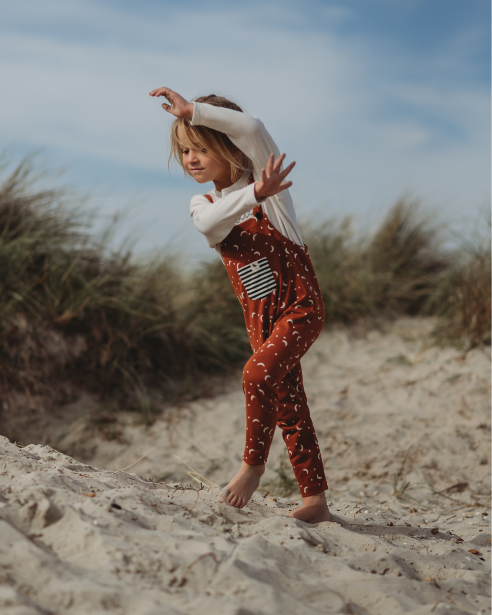 Orange Half Moon Print Dungarees - image 1