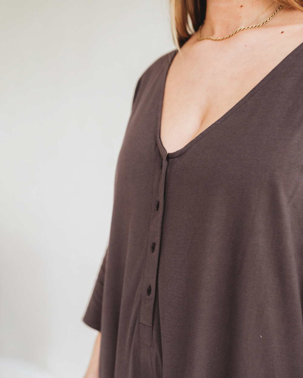 organic cotton Mai Charcoal Grey V-Neck Jumpsuit - image 6