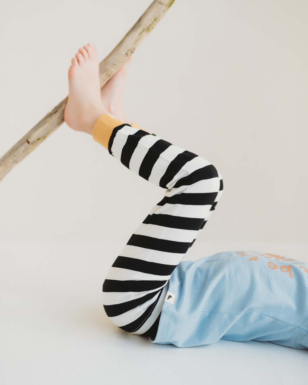 yarn dyed azo free Multicolour Wide Stripe Print Leggings- image 1