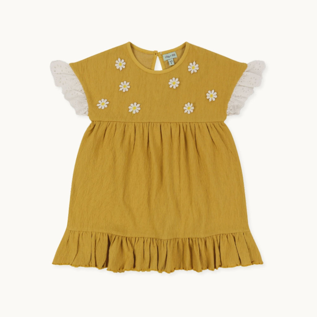 Yellow Floral Applique Dress