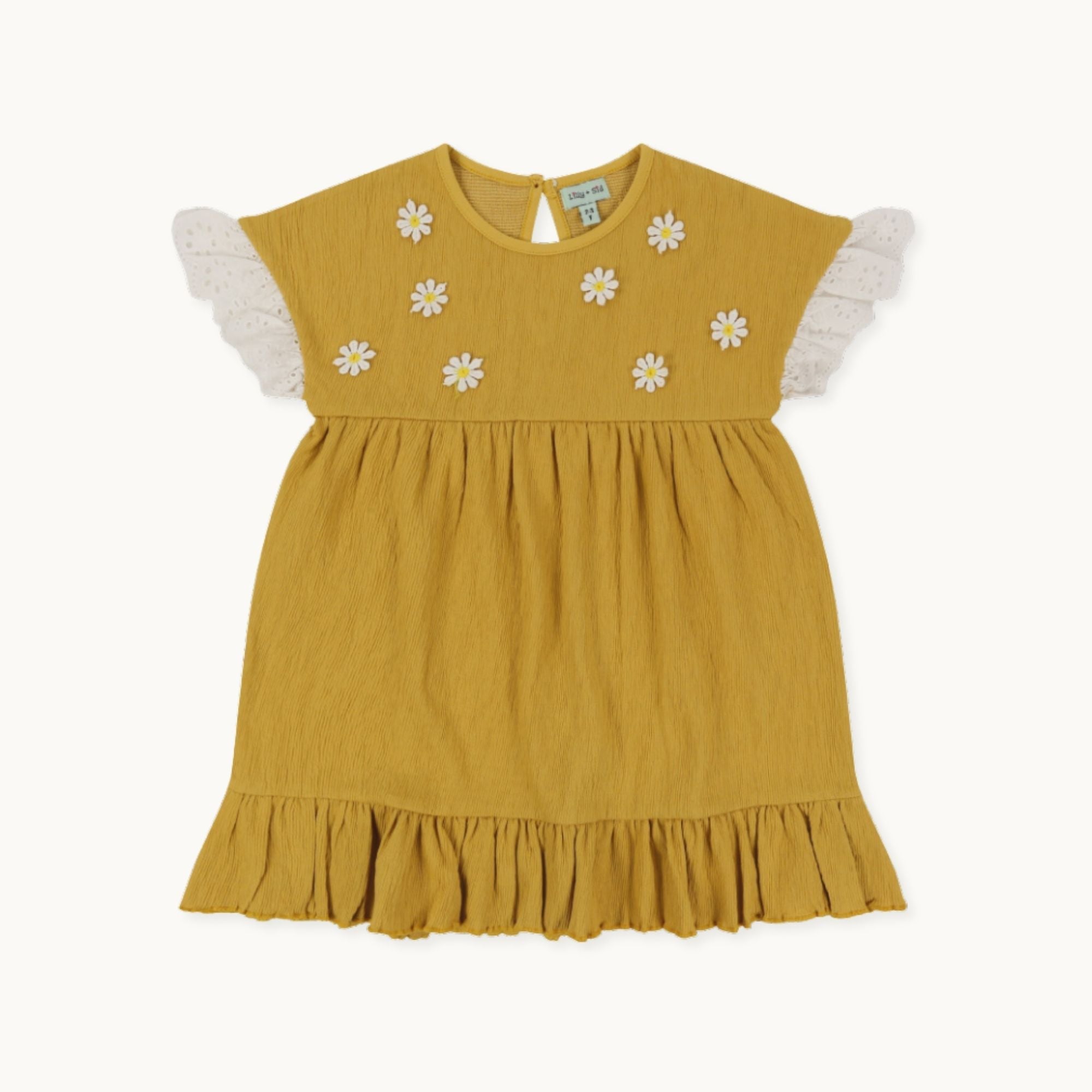 Yellow Floral Applique Dress
