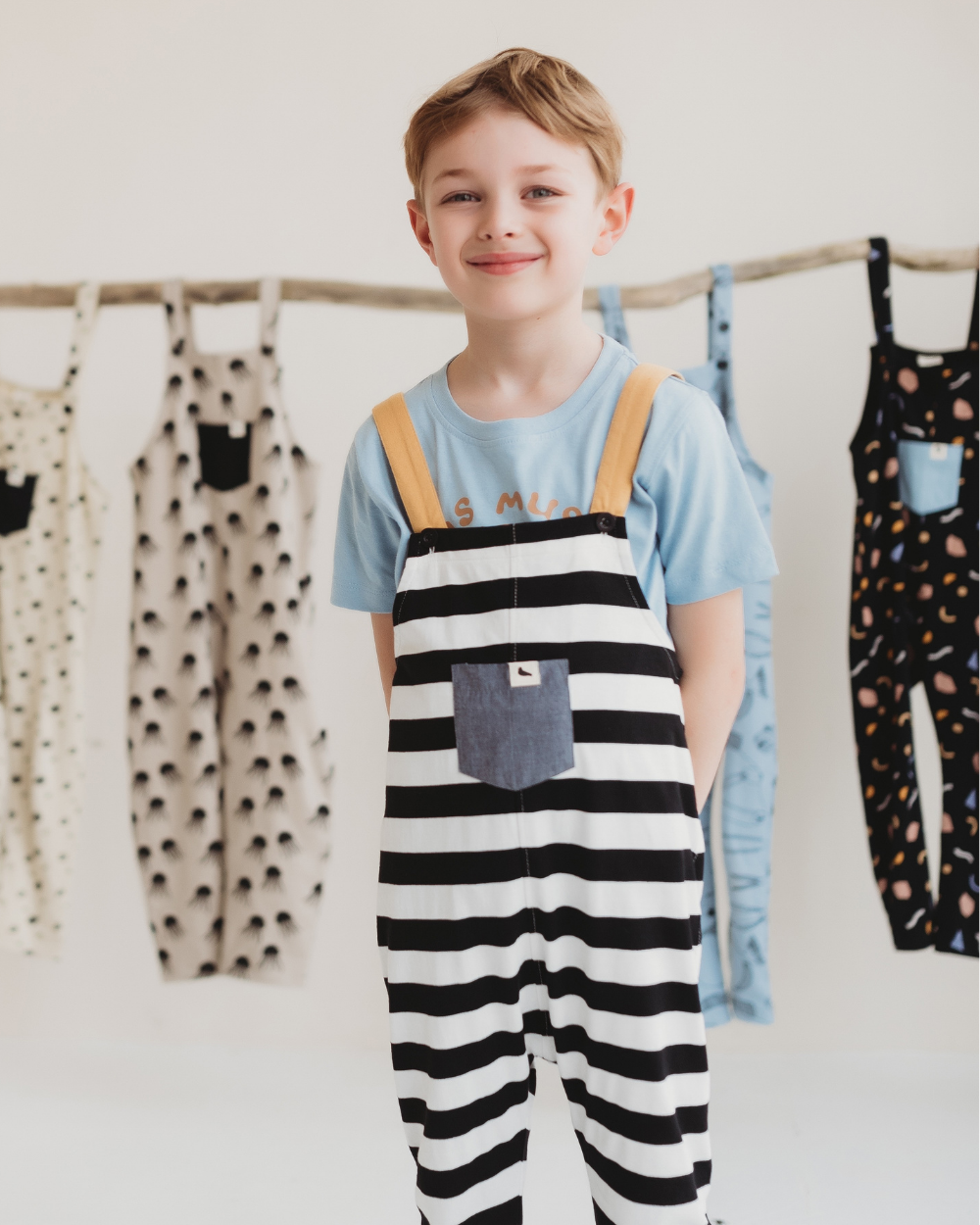 organic cotton Multicolour Wide Stripe Print Dungarees - image 1