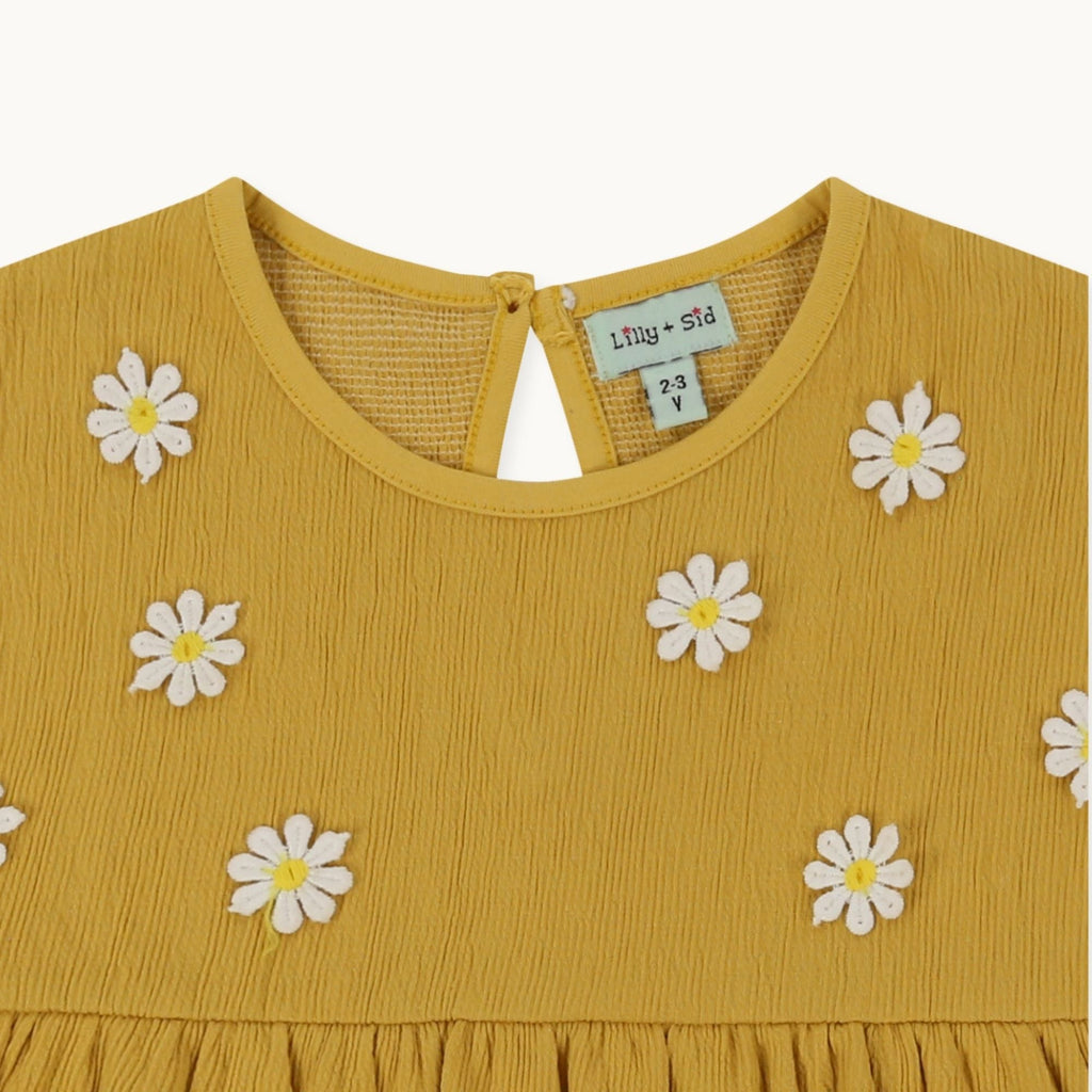 Yellow Floral Applique Dress