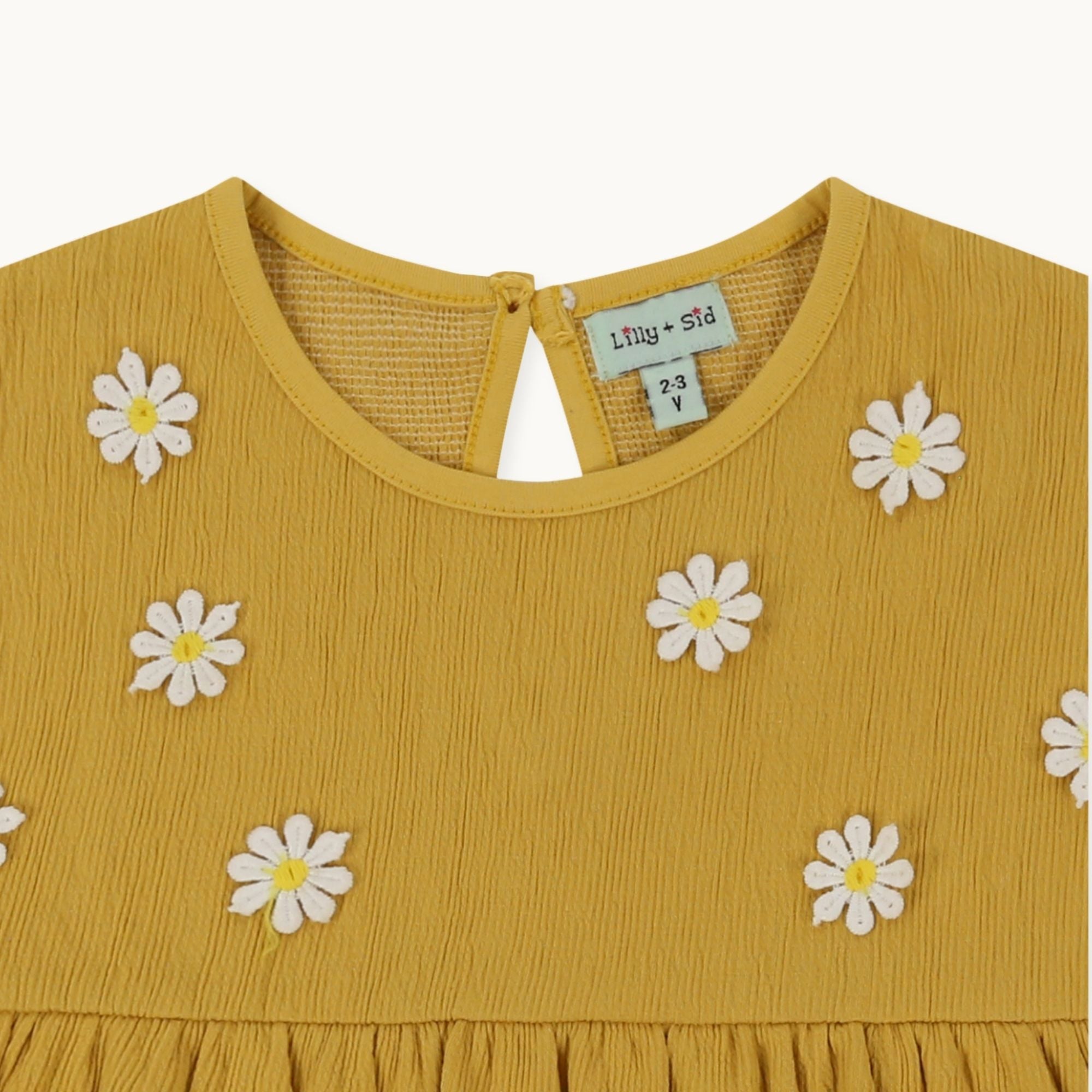 Yellow Floral Applique Dress