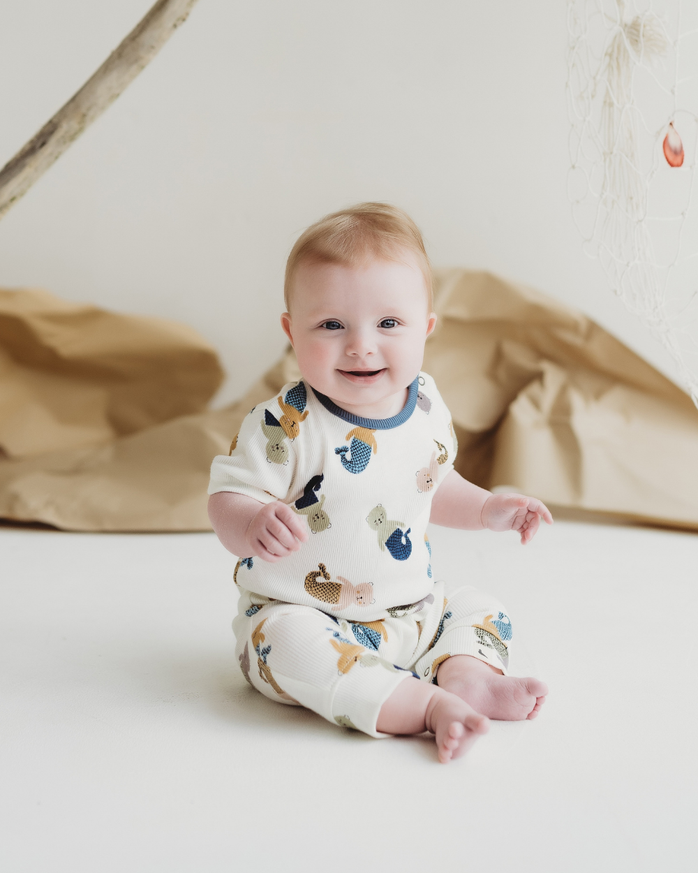 organic cotton White Merbear Print Romper - image 1