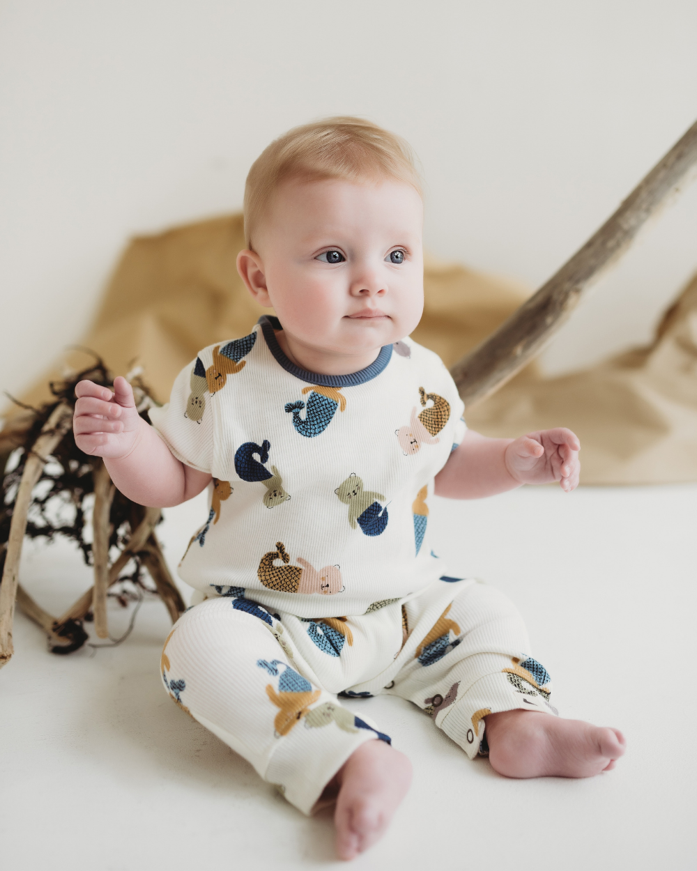 organic cotton White Merbear Print Romper - image 2