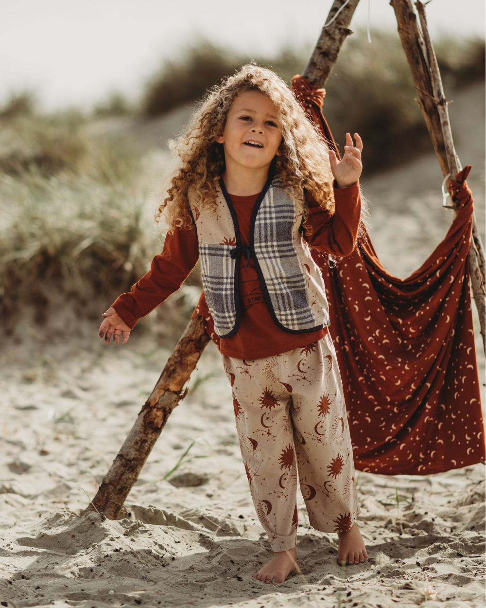Multicolour Check And Celestial Print Patchwork Gilet - image 1