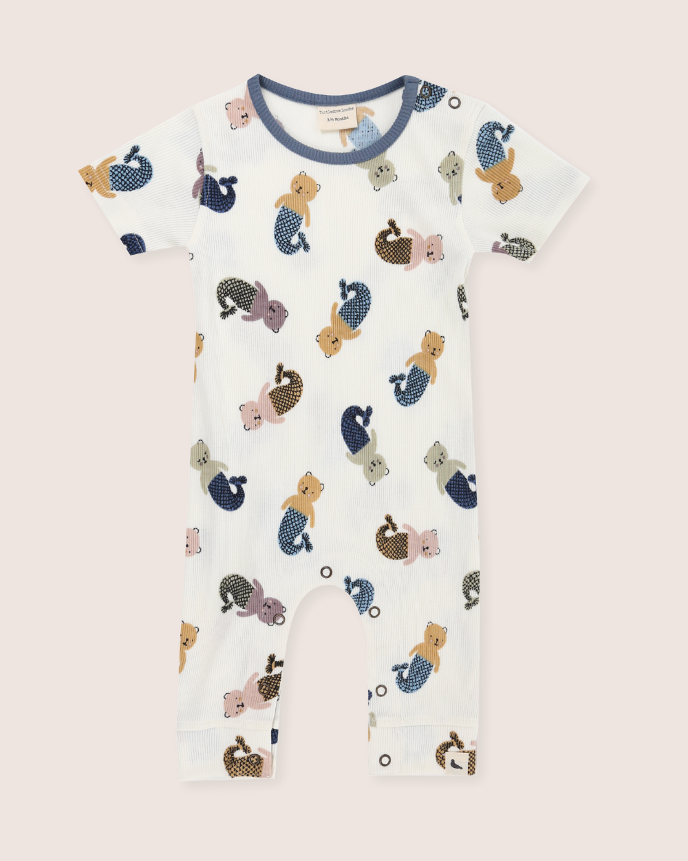 organic cotton White Merbear Print Romper - image 3