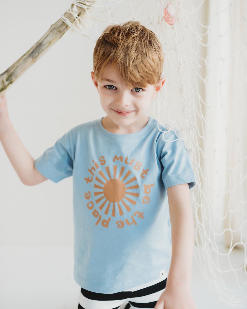 organic cotton Blue This Must Be The Place Slogan Print T-Shirt - image 1