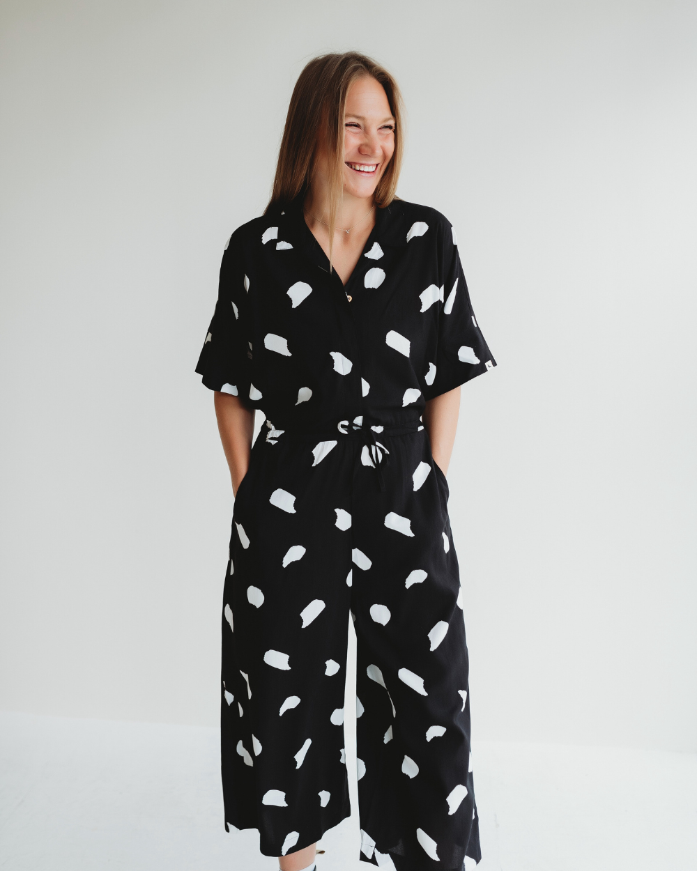 Iris Black Snow Blizzard Print Jumpsuit - image 5