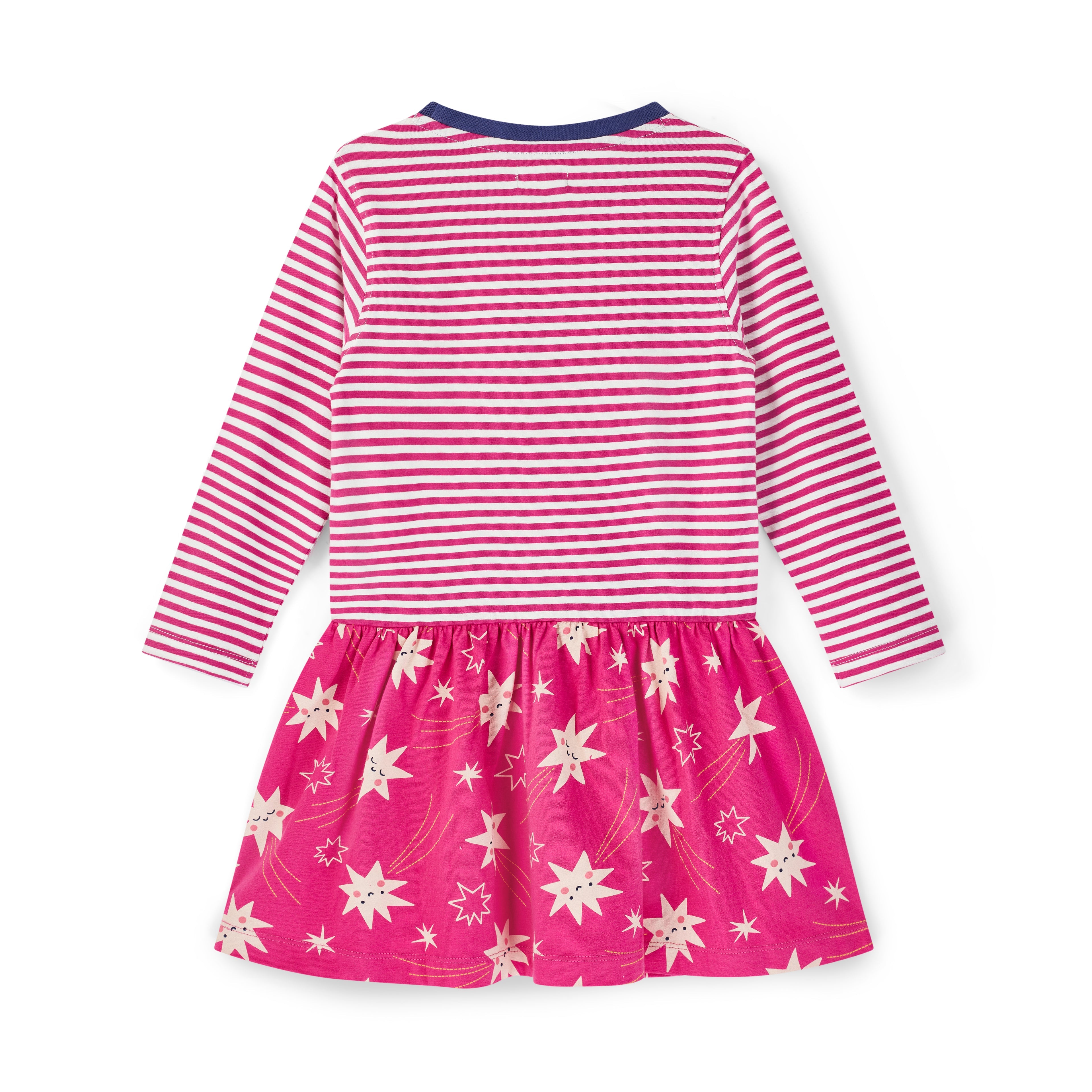 Pink Shooting Stars And Stripe Print Dress
