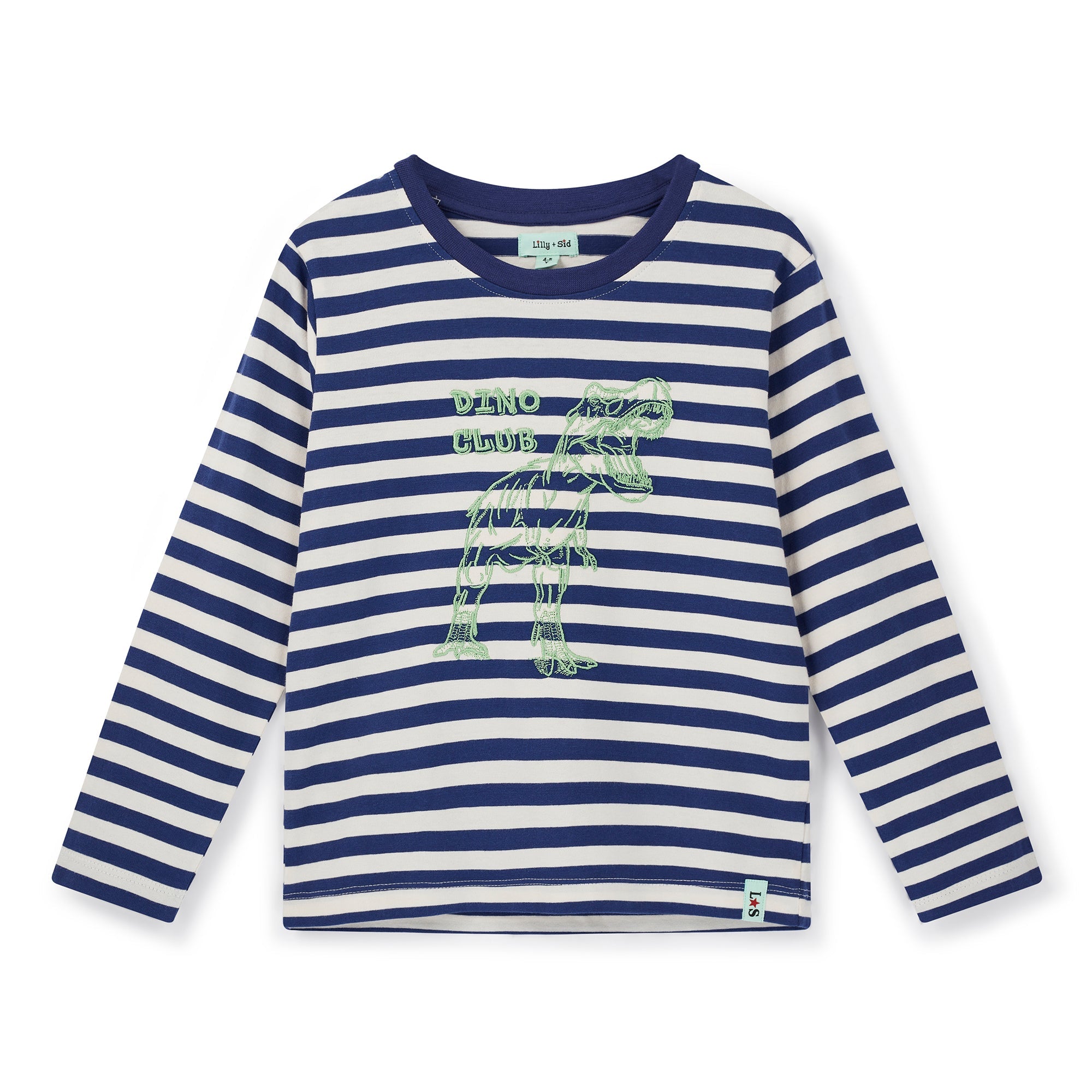 Navy Dinosaur Cub And Stripe Print Top