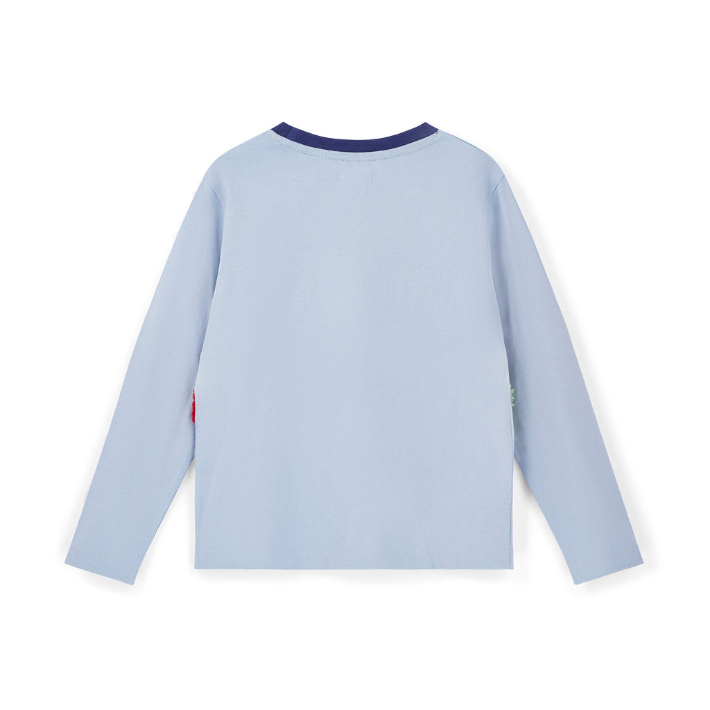 Light Blue Roaming Dinosaur Applique Top