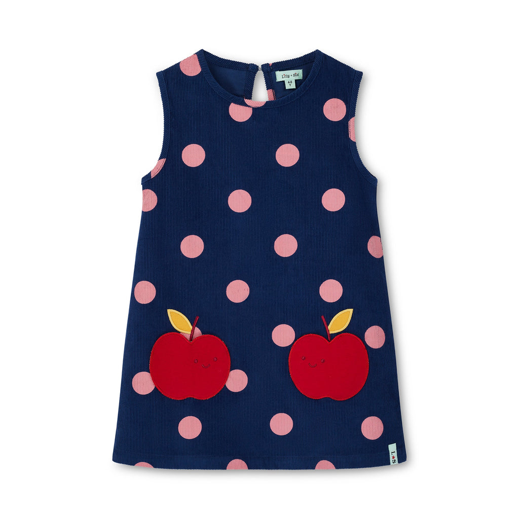 Navy Apple And Spots Print Dress