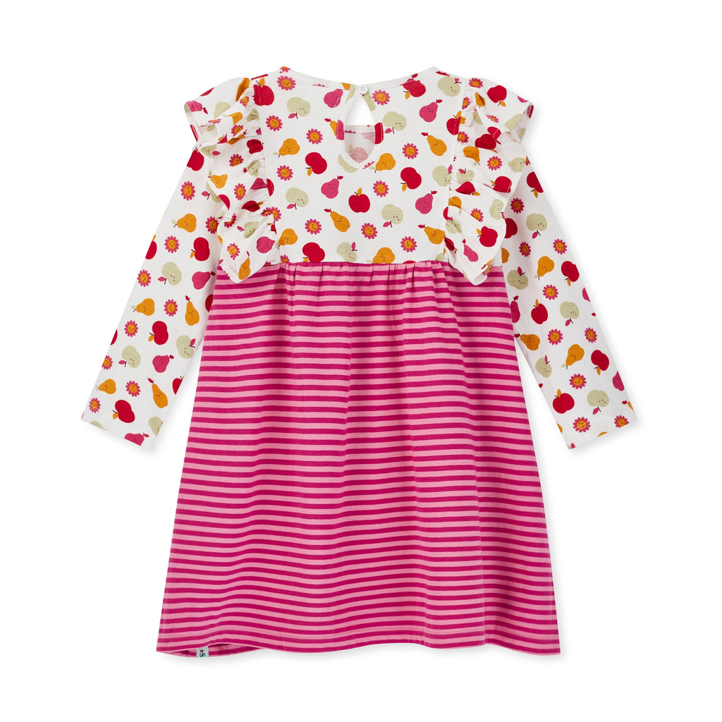 Pink Fruit And Stripe Print Dress