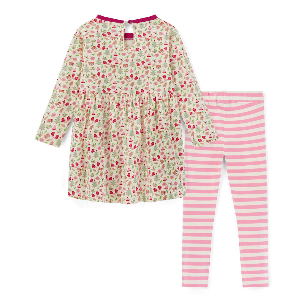 Multicoloured Lilly Gingerbread Print Dress And Legging Set