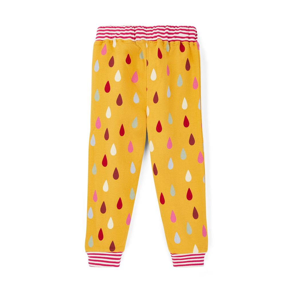 Yellow Raindrop Print Joggers
