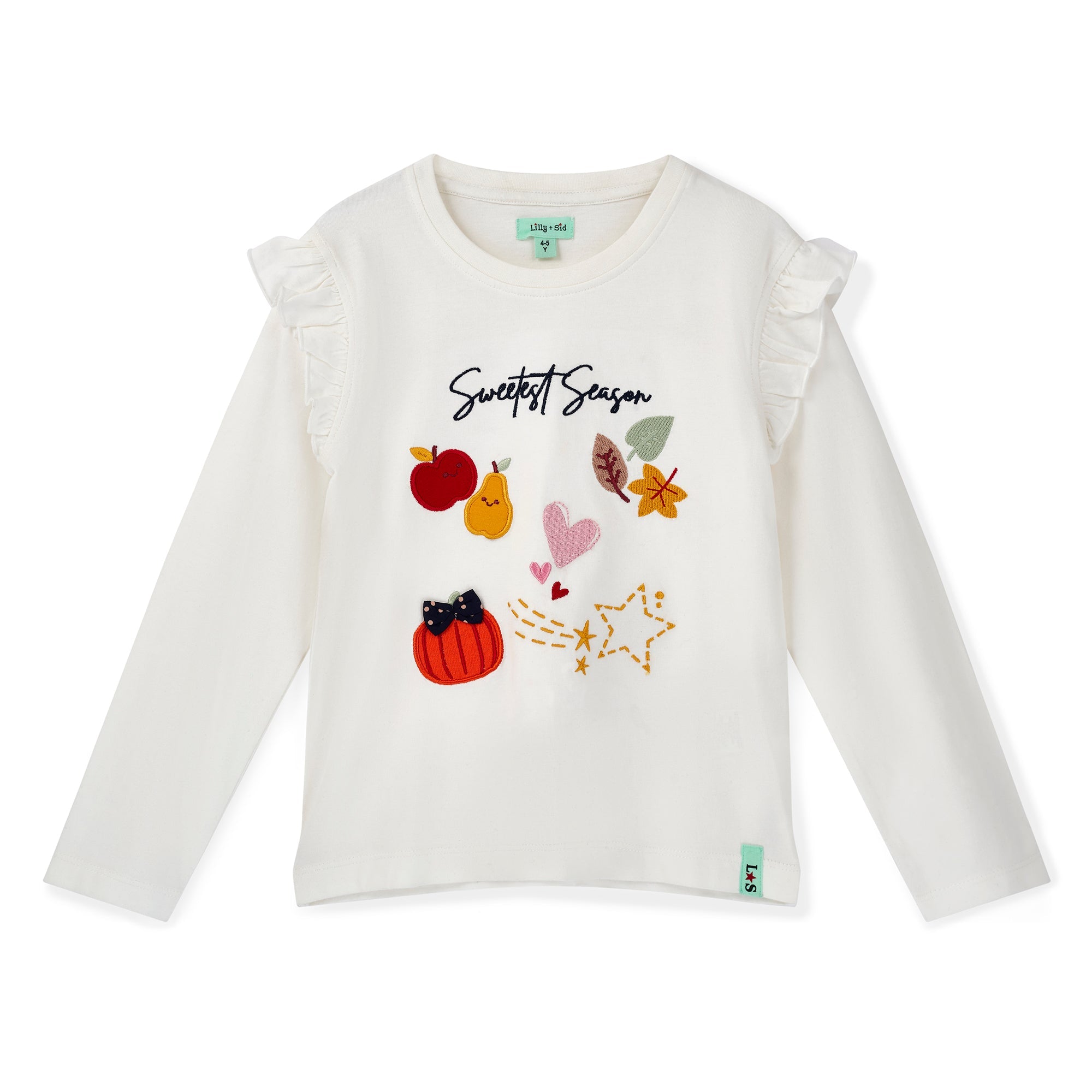White Sweet Season Autumn Applique Top